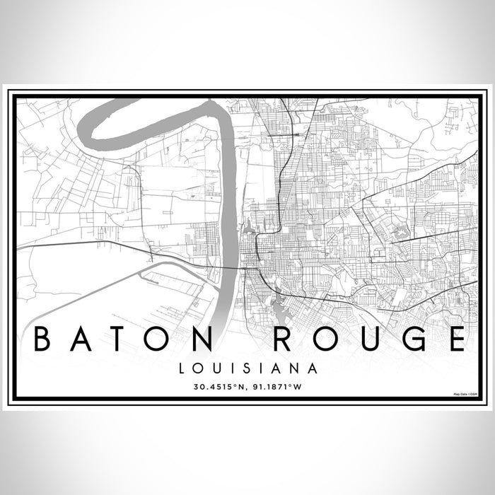 Baton Rouge Louisiana Map Print Landscape Orientation in Classic Style With Shaded Background