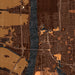 Baton Rouge Louisiana Map Print in Ember Style Zoomed In Close Up Showing Details