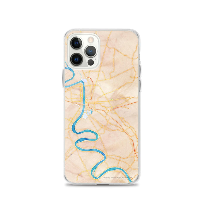 Custom Baton Rouge Louisiana Map iPhone 12 Pro Phone Case in Watercolor