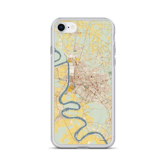 Custom Baton Rouge Louisiana Map iPhone SE Phone Case in Woodblock