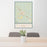 24x36 Battle Mountain Nevada Map Print Portrait Orientation in Woodblock Style Behind 2 Chairs Table and Potted Plant