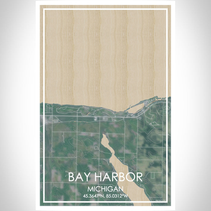 Bay Harbor Michigan Map Print Portrait Orientation in Afternoon Style With Shaded Background