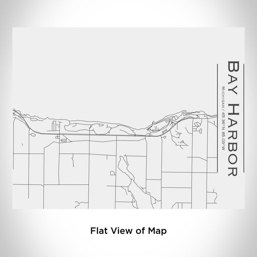 Rendered View of Bay Harbor Michigan Map Engraving on 20oz Stainless Steel Insulated Bottle with Bamboo Top in White