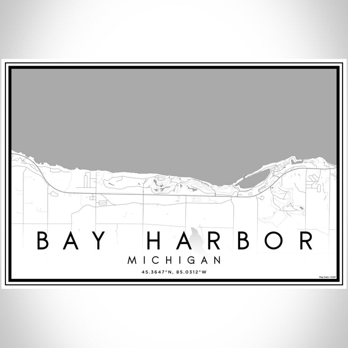 Bay Harbor Michigan Map Print Landscape Orientation in Classic Style With Shaded Background