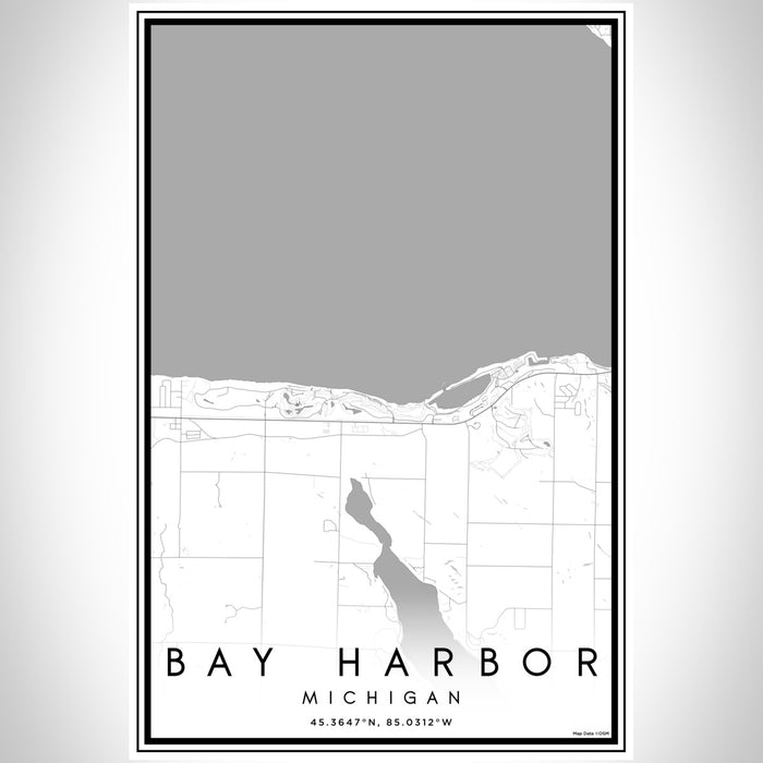 Bay Harbor Michigan Map Print Portrait Orientation in Classic Style With Shaded Background