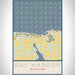 Bay Harbor Michigan Map Print Portrait Orientation in Woodblock Style With Shaded Background