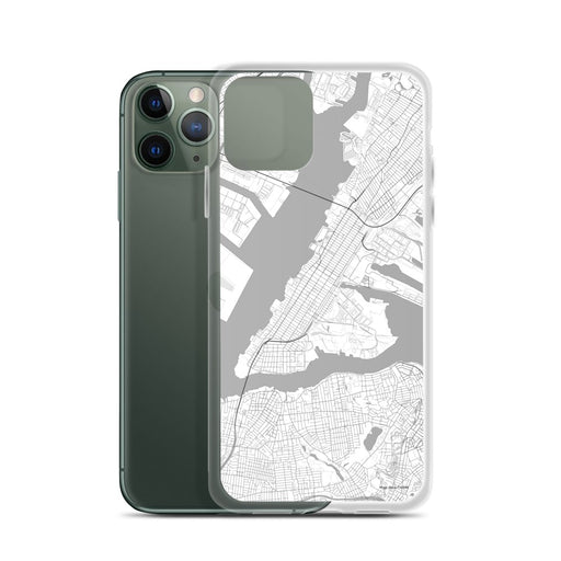 Custom Bayonne New Jersey Map Phone Case in Classic on Table with Laptop and Plant