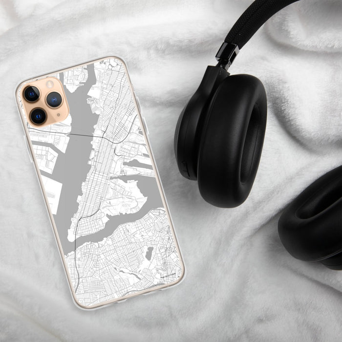 Custom Bayonne New Jersey Map Phone Case in Classic on Table with Black Headphones