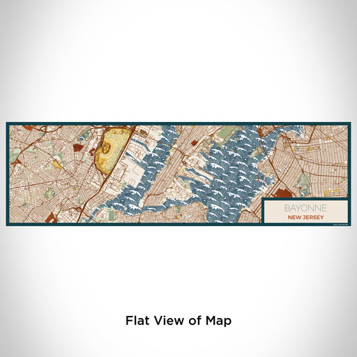 Flat View of Map Custom Bayonne New Jersey Map Enamel Mug in Woodblock