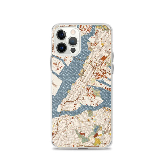 Custom Bayonne New Jersey Map iPhone 12 Pro Phone Case in Woodblock