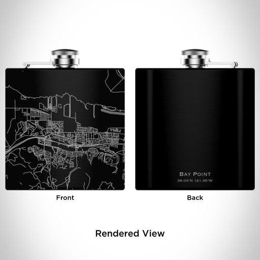 Rendered View of Bay Point California Map Engraving on 6oz Stainless Steel Flask in Black