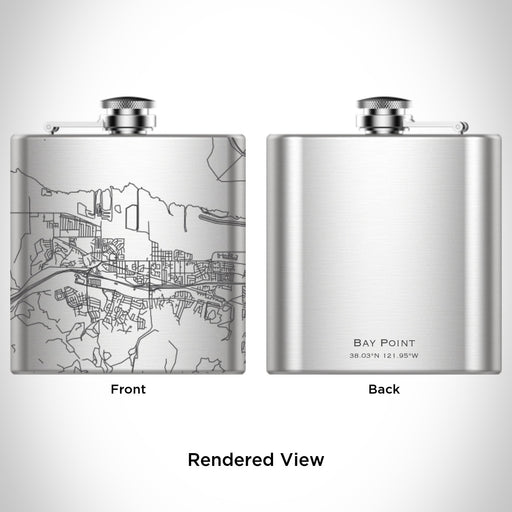 Rendered View of Bay Point California Map Engraving on 6oz Stainless Steel Flask