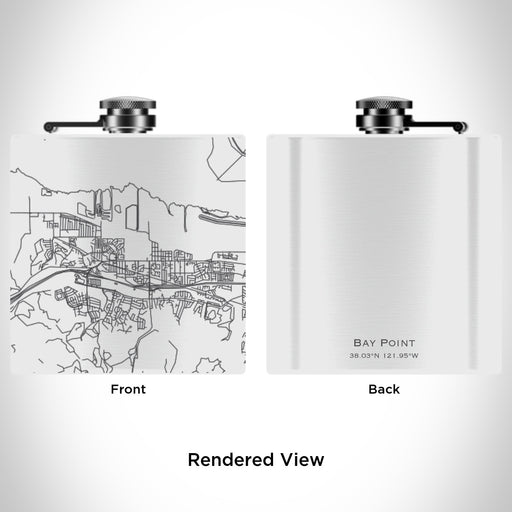 Rendered View of Bay Point California Map Engraving on 6oz Stainless Steel Flask in White