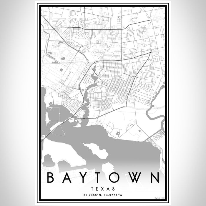 Baytown Texas Map Print Portrait Orientation in Classic Style With Shaded Background