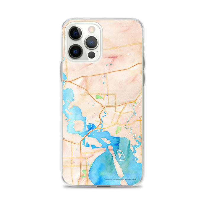 Custom Baytown Texas Map iPhone 12 Pro Max Phone Case in Watercolor