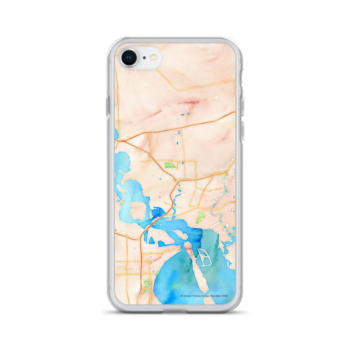 Custom Baytown Texas Map iPhone SE Phone Case in Watercolor