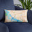 Custom Baytown Texas Map Throw Pillow in Watercolor on Blue Colored Chair