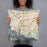 Person holding 18x18 Custom Baytown Texas Map Throw Pillow in Woodblock