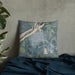 Custom Beardstown Illinois Map Throw Pillow in Afternoon on Bedding Against Wall