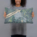 Person holding 20x12 Custom Beardstown Illinois Map Throw Pillow in Afternoon
