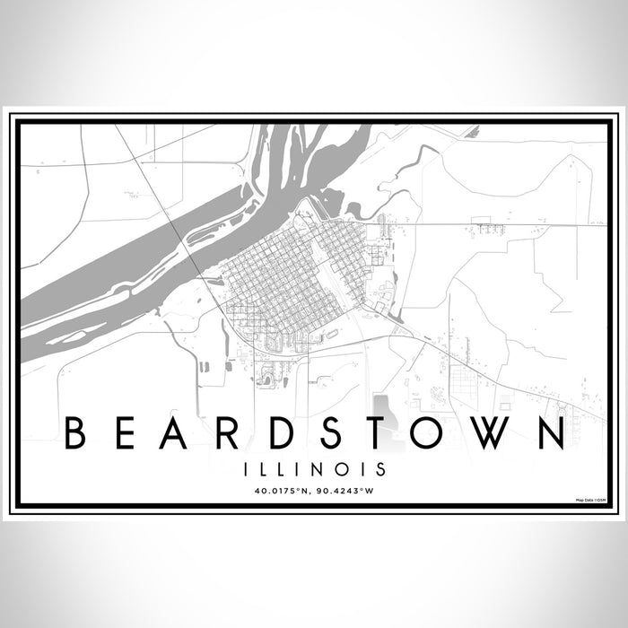 Beardstown Illinois Map Print Landscape Orientation in Classic Style With Shaded Background