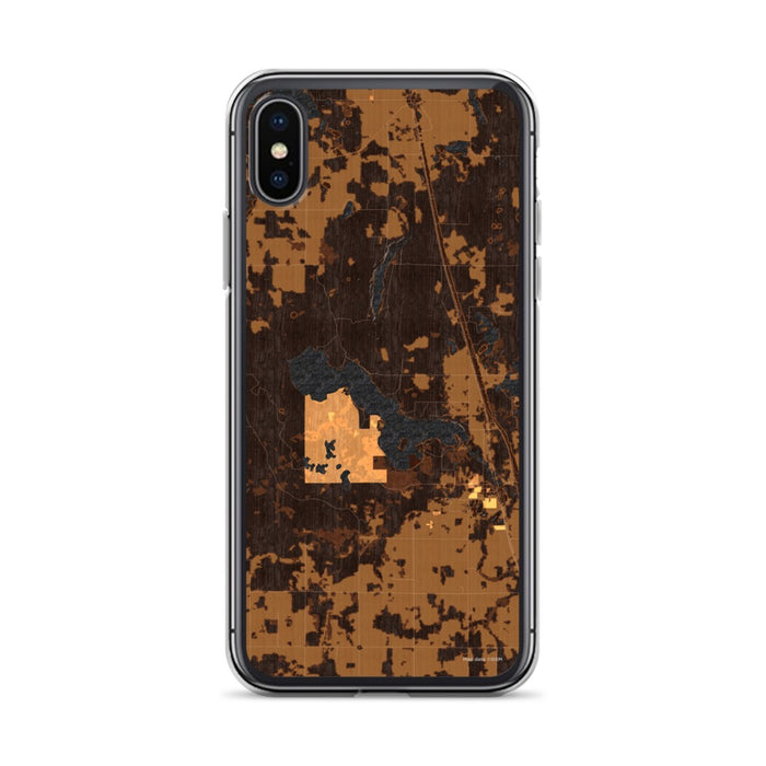 Custom iPhone X/XS Bear Lake Wisconsin Map Phone Case in Ember