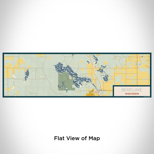 Flat View of Map Custom Bear Lake Wisconsin Map Enamel Mug in Woodblock