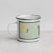 Left View Custom Bear Lake Wisconsin Map Enamel Mug in Woodblock
