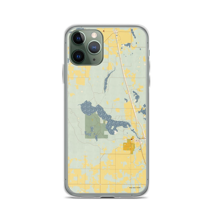Custom iPhone 11 Pro Bear Lake Wisconsin Map Phone Case in Woodblock
