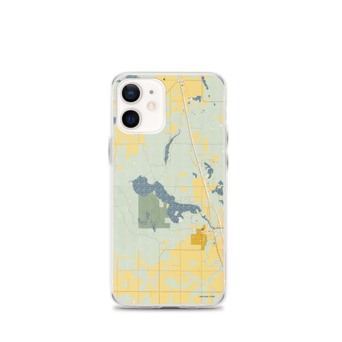 Custom iPhone 12 mini Bear Lake Wisconsin Map Phone Case in Woodblock