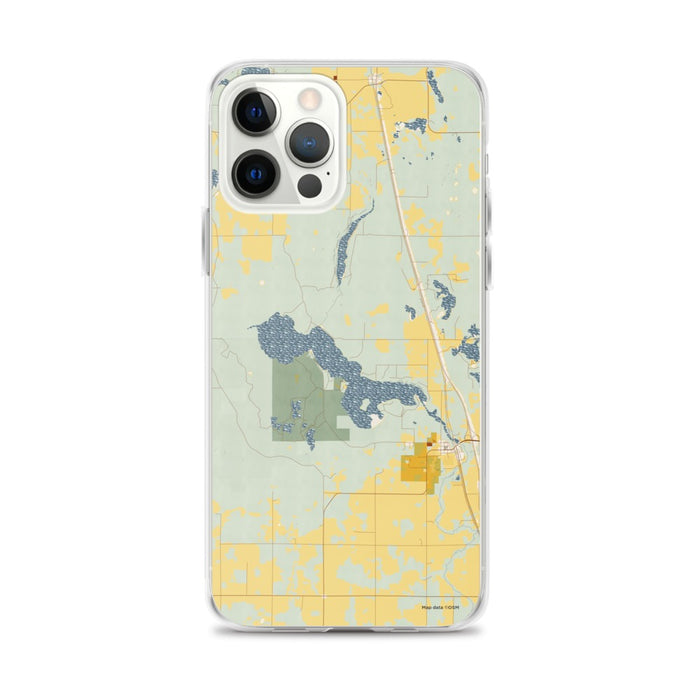 Custom iPhone 12 Pro Max Bear Lake Wisconsin Map Phone Case in Woodblock