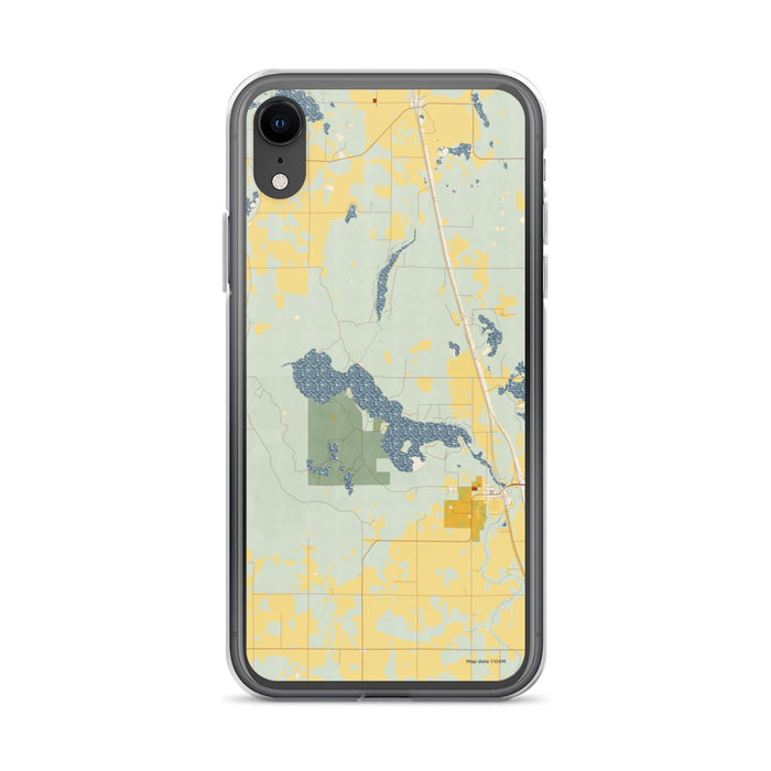 Custom iPhone XR Bear Lake Wisconsin Map Phone Case in Woodblock