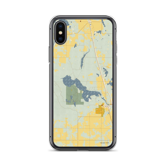 Custom iPhone X/XS Bear Lake Wisconsin Map Phone Case in Woodblock