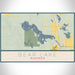Bear Lake Wisconsin Map Print Landscape Orientation in Woodblock Style With Shaded Background