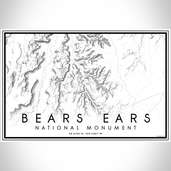 Bears Ears National Monument Map Print Landscape Orientation in Classic Style With Shaded Background