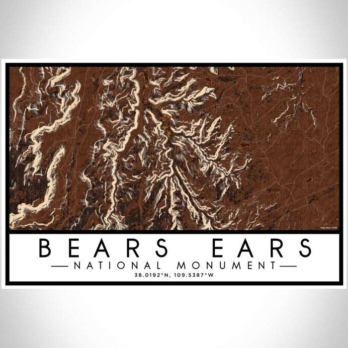 Bears Ears National Monument Map Print Landscape Orientation in Ember Style With Shaded Background