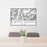 24x36 Beartooth Mountains Montana Map Print Lanscape Orientation in Classic Style Behind 2 Chairs Table and Potted Plant