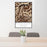 24x36 Beartooth Mountains Montana Map Print Portrait Orientation in Ember Style Behind 2 Chairs Table and Potted Plant