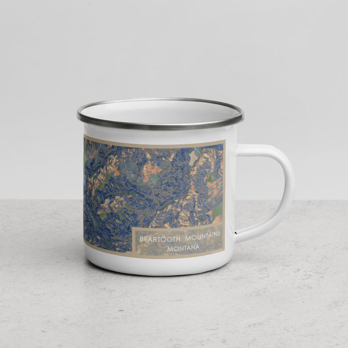 Right View Custom Beartooth Mountains Montana Map Enamel Mug in Afternoon