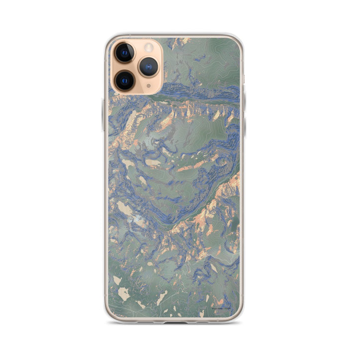 Custom iPhone 11 Pro Max Beartooth Pass Montana Map Phone Case in Afternoon
