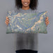 Person holding 20x12 Custom Beartooth Pass Montana Map Throw Pillow in Afternoon