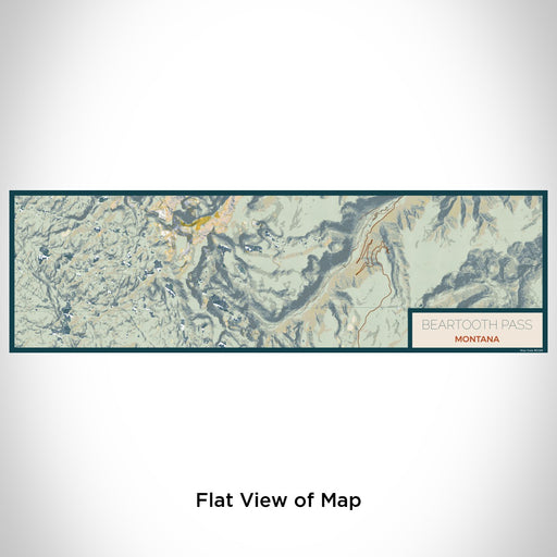 Flat View of Map Custom Beartooth Pass Montana Map Enamel Mug in Woodblock