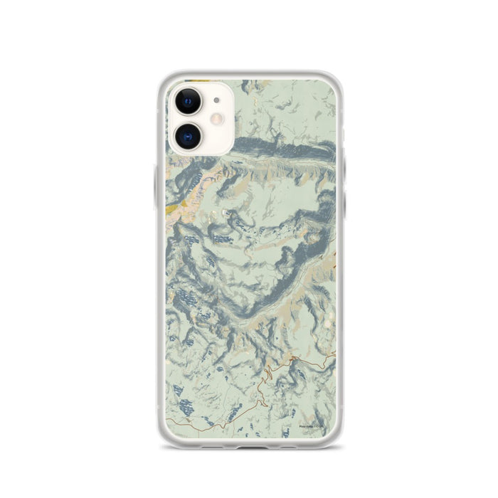 Custom iPhone 11 Beartooth Pass Montana Map Phone Case in Woodblock