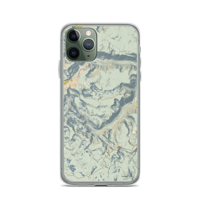 Custom iPhone 11 Pro Beartooth Pass Montana Map Phone Case in Woodblock