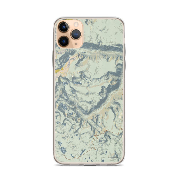 Custom iPhone 11 Pro Max Beartooth Pass Montana Map Phone Case in Woodblock