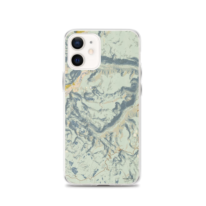 Custom iPhone 12 Beartooth Pass Montana Map Phone Case in Woodblock