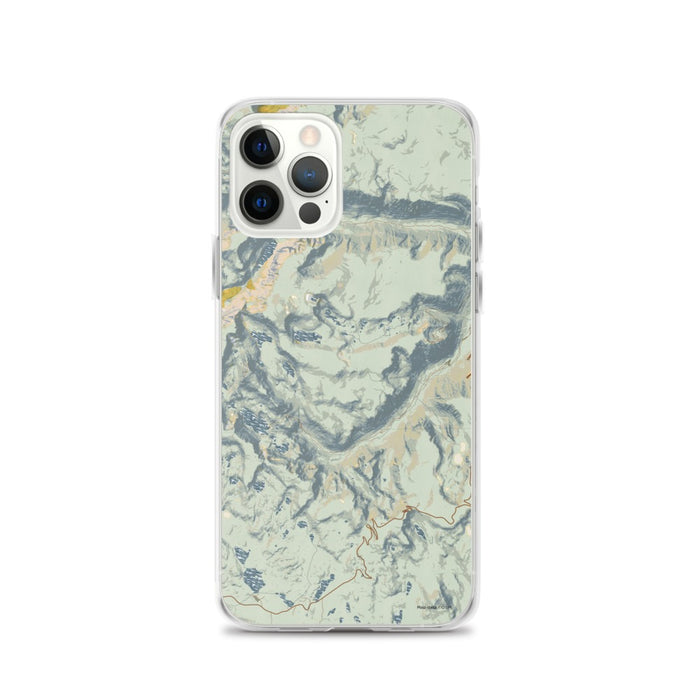 Custom iPhone 12 Pro Beartooth Pass Montana Map Phone Case in Woodblock