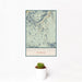 12x18 Beartooth Pass Wyoming Map Print Portrait Orientation in Woodblock Style With Small Cactus Plant in White Planter