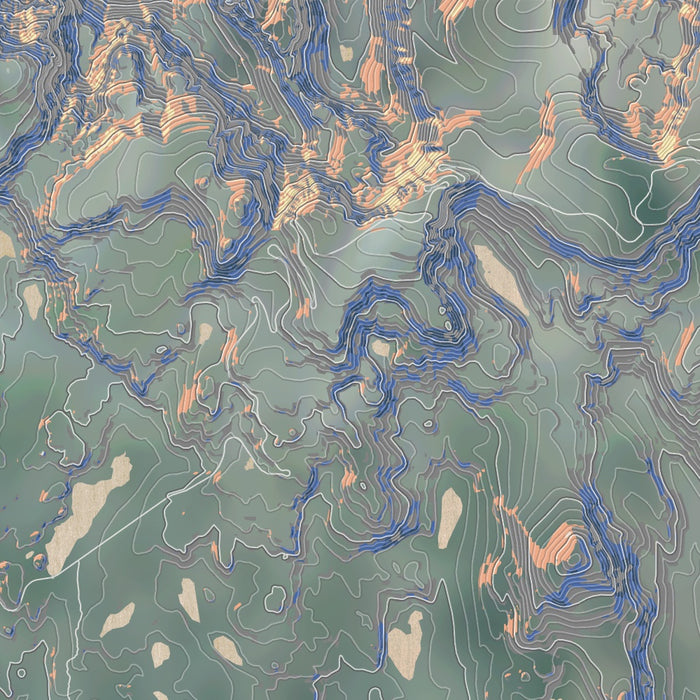 Beartooth Pass Wyoming Map Print in Afternoon Style Zoomed In Close Up Showing Details