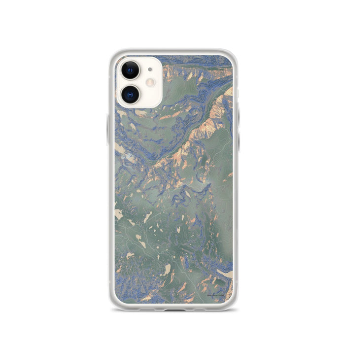 Custom iPhone 11 Beartooth Pass Wyoming Map Phone Case in Afternoon